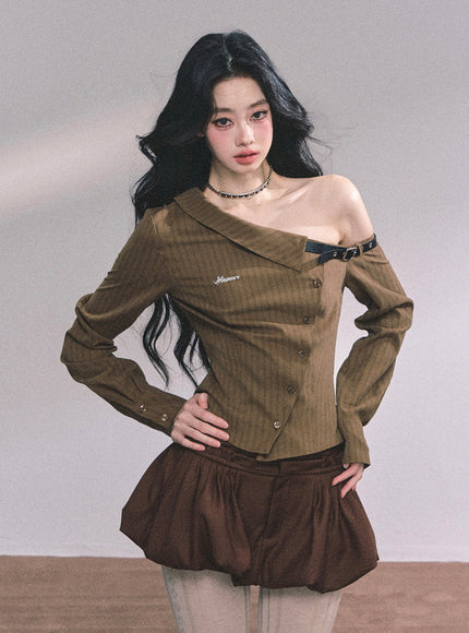 Buckle Strap Off-Shoulder Top