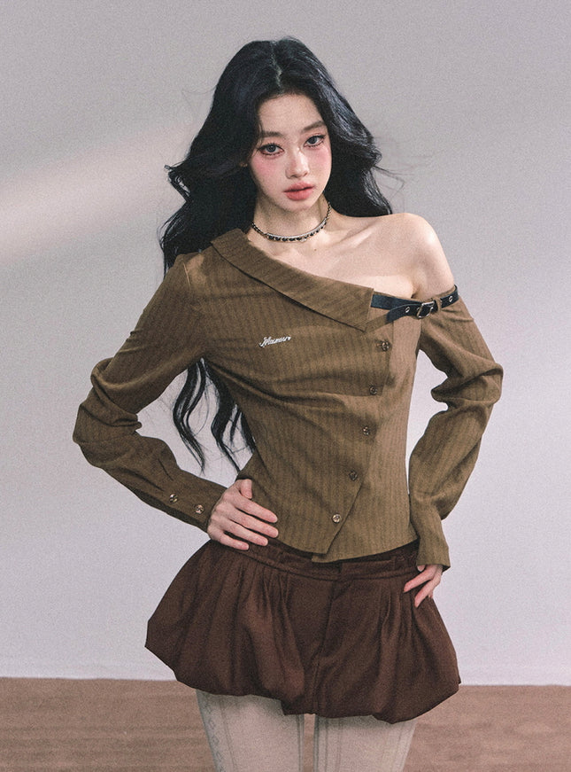 Buckle Strap Off-Shoulder Top