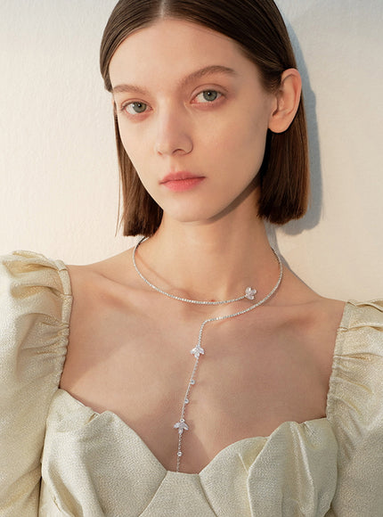 Floral Curve Y-Drop Necklace