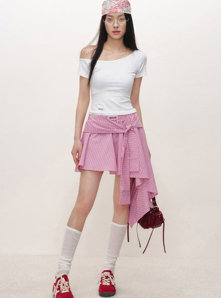 Convertible Gingham Wrap Skirts