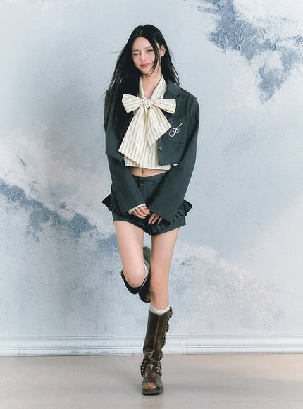 Cropped Blazer & Pleated Shorts Set