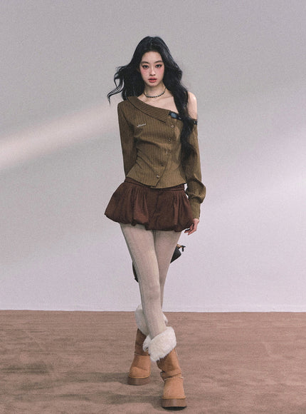 Buckle Strap Off-Shoulder Top