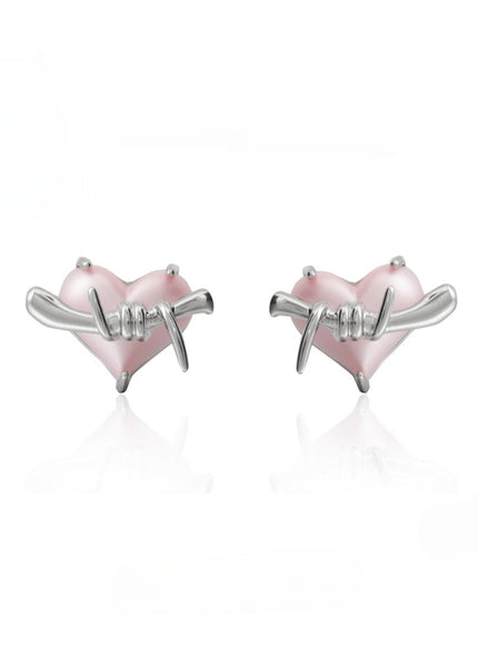 Barbed Heart Stud Earrings