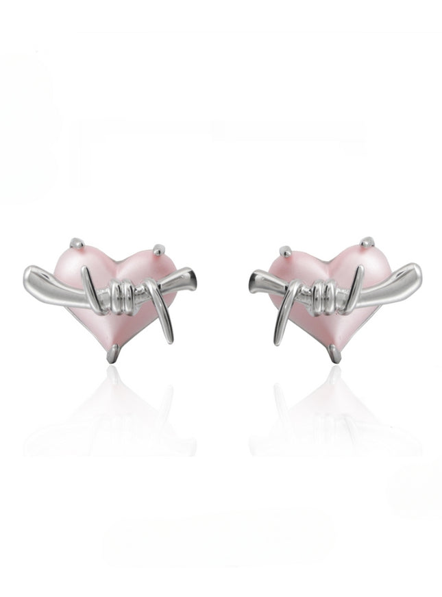 Barbed Heart Stud Earrings