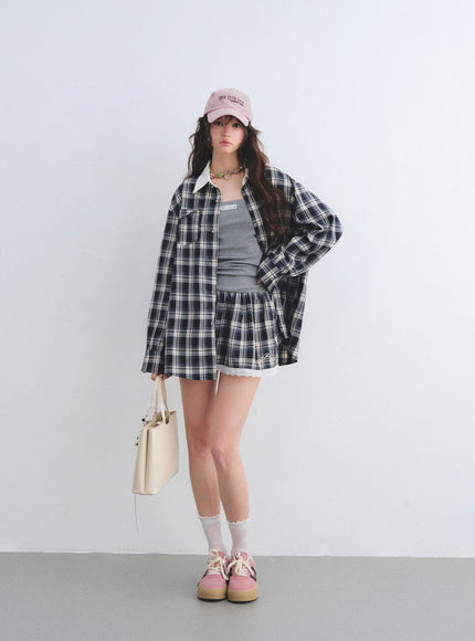 Check Layered Mini Dress Set