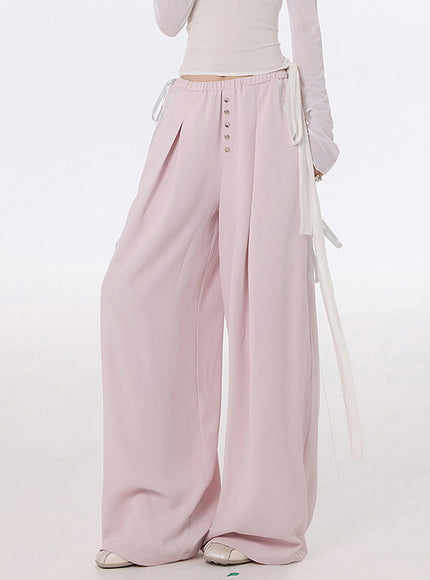 Button Wide Leg Pants