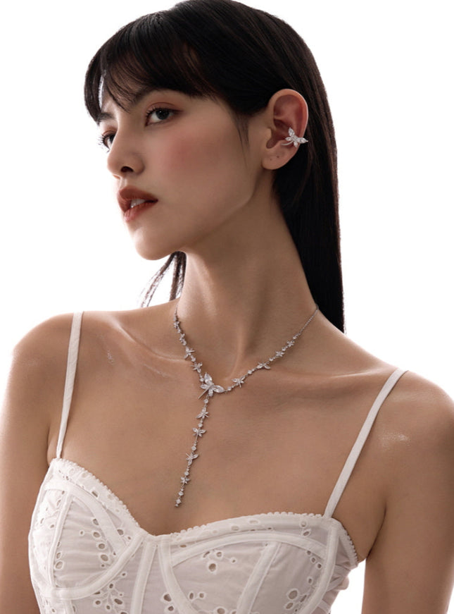 Crystal Butterfly Y-Drop Necklace