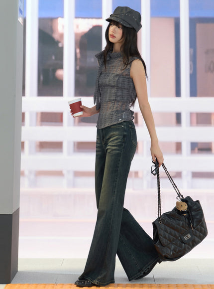Textured Sheer Sleeveless Top
