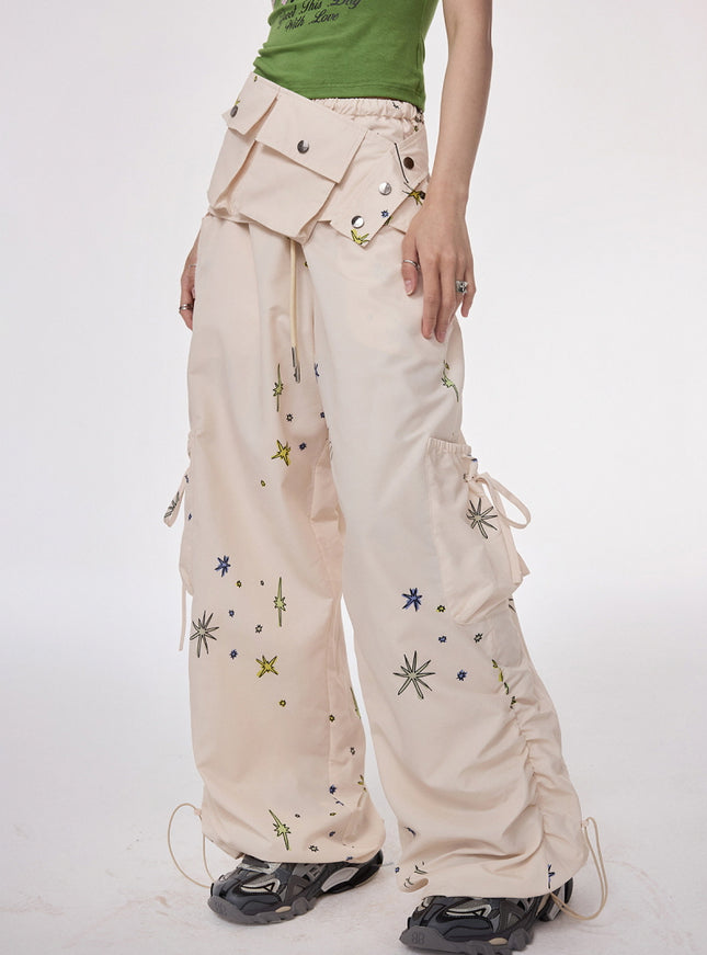 Star Embroidered Relaxed Cargo Pants
