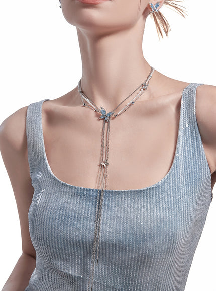 Twilight Wing Lariat Necklace