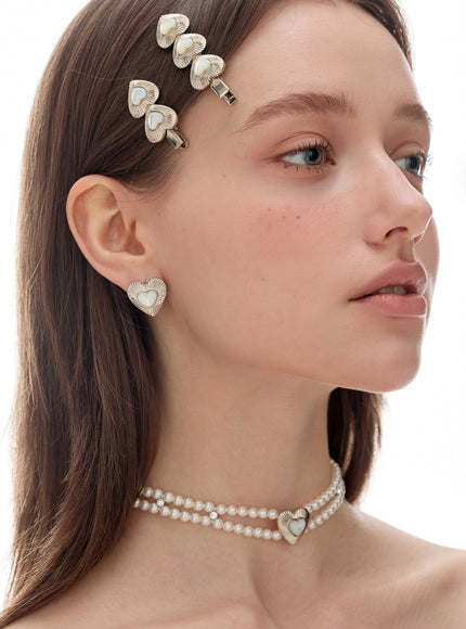 Lueur Heart Double Pearl Choker