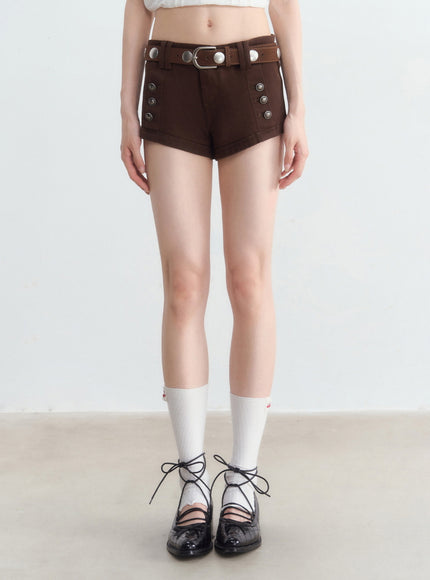 Button Cotton Twill Shorts