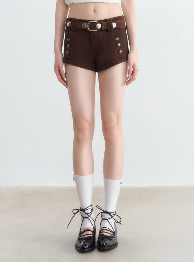 Button Cotton Twill Shorts