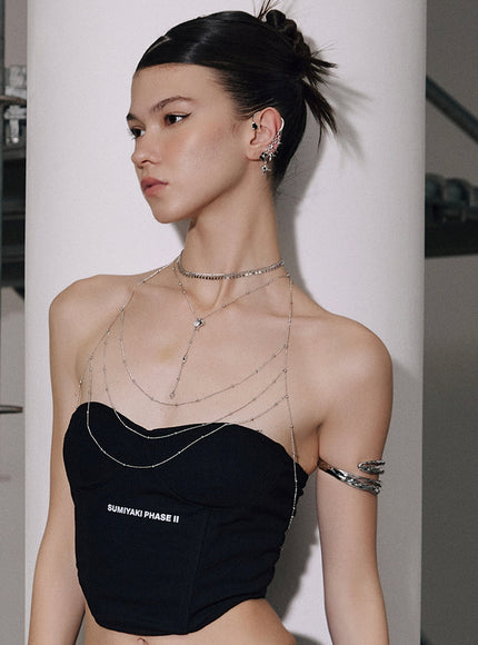 Draped Crystal Body Chain Necklace