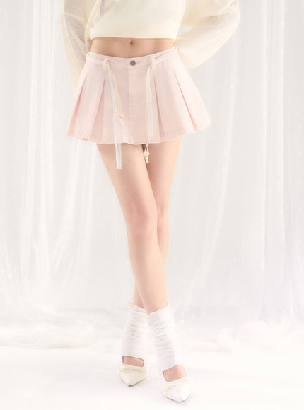 Soft Pleated Cotton Mini Skirt