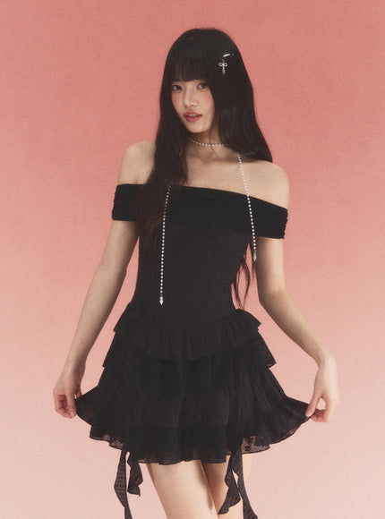 Off-Shoulder Ruffle Mini Dress