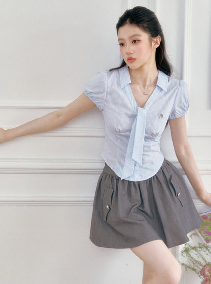 Puff Sleeve Stripe Blouse