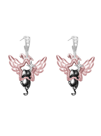 Celestial Meow Winged Earrings