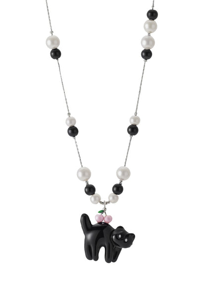 Cherry Cat Beaded Necklace