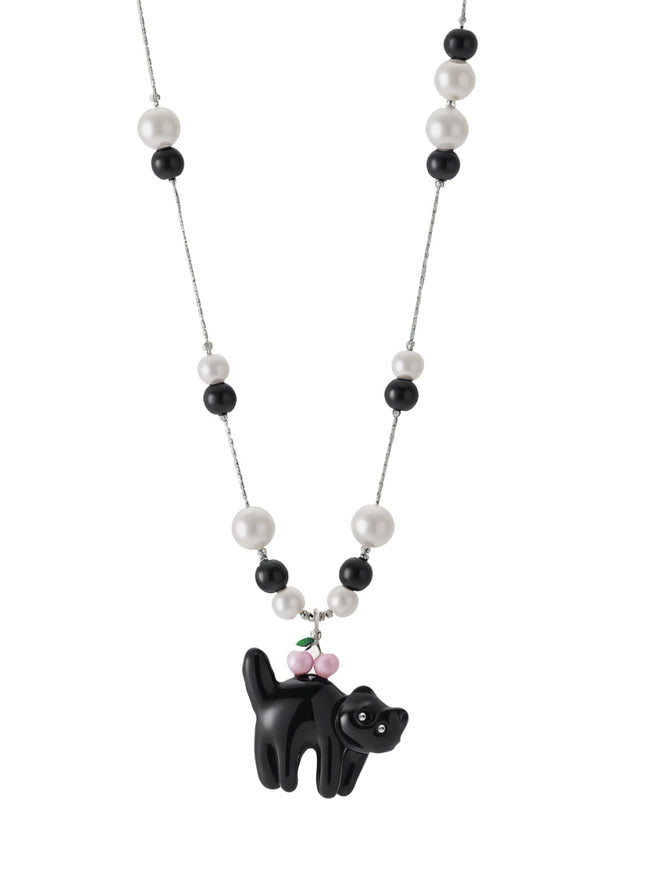 Cherry Cat Beaded Necklace