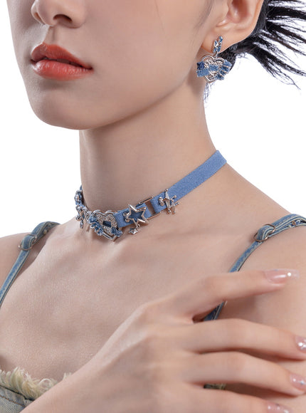 Frayed Heart Denim Earrings