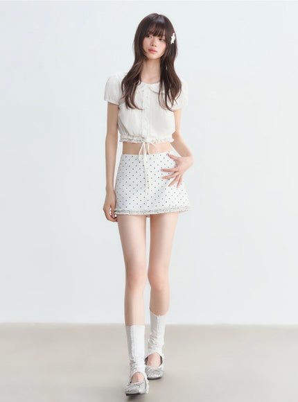 Peter Pan Collar Cropped Blouse