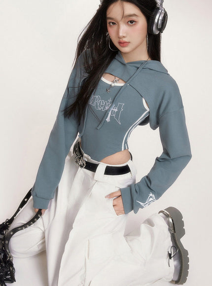 Layered Cut-Out Hoodie