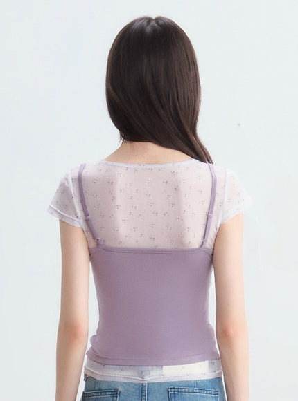 Layered Mesh Cami T-Shirt