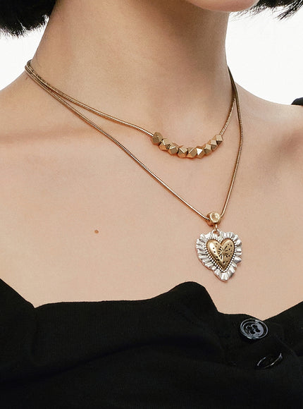 Vintage Ruffle Heart Necklace