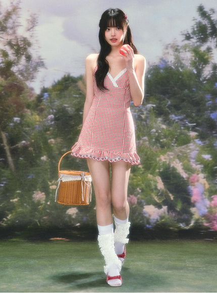 Gingham Ruffle Mini Dress