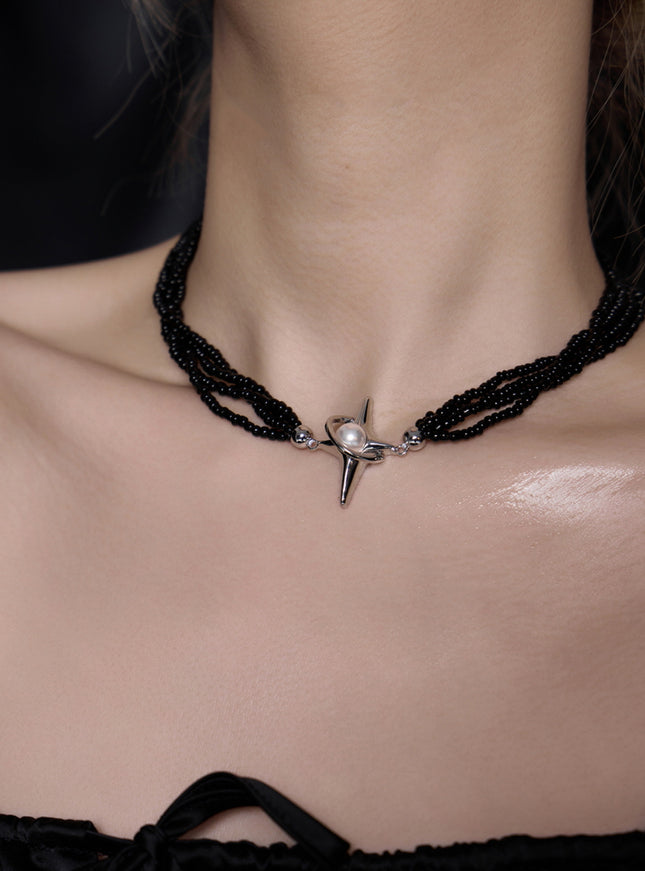 Stellar Pearl Beaded Choker