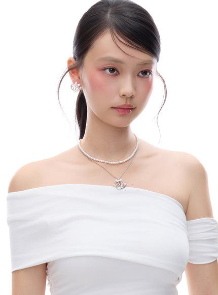 Convertible Pearl & Crystal Bow Layered Necklace