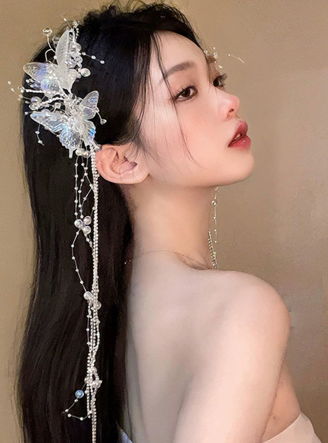 Iridescent Butterfly Drop Hair Clip