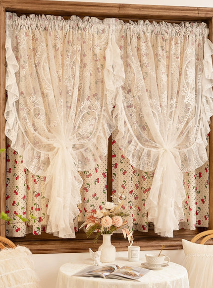 Ruffled Cherry Lace Sheer Curtain