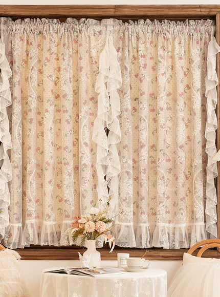 Ruffled Cherry Lace Sheer Curtain