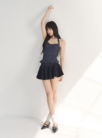 Polka Dot Ruffle Hem Cami Top