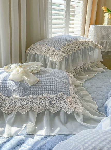 Blush Ruffle Lace Pillow Cover