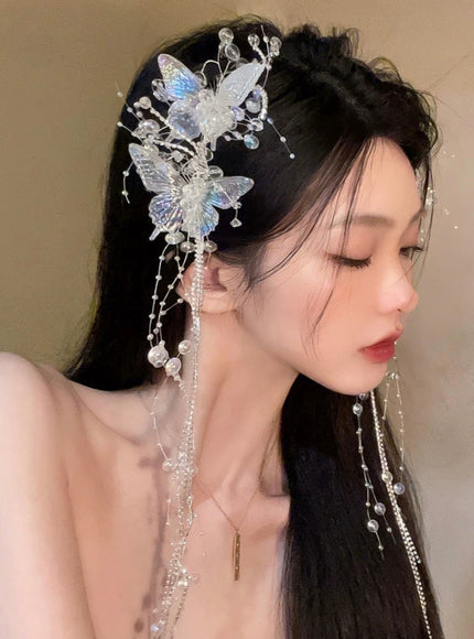 Iridescent Butterfly Drop Hair Clip