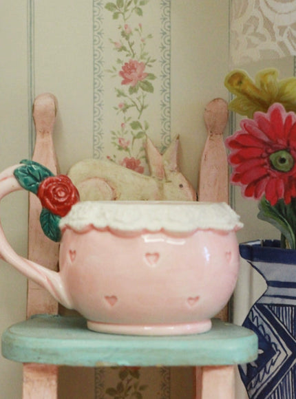 Vintage Rose Lace Heart Mug