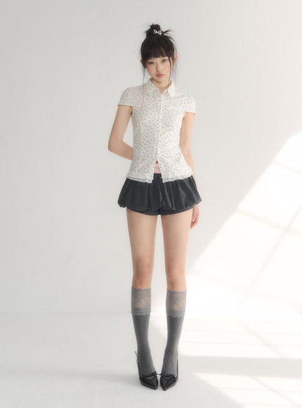 Polka Dot Fitted Peplum Top