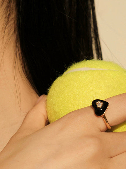 Double Heart Enamel Ring