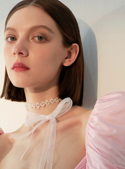 Lace Petal Ribbon Choker