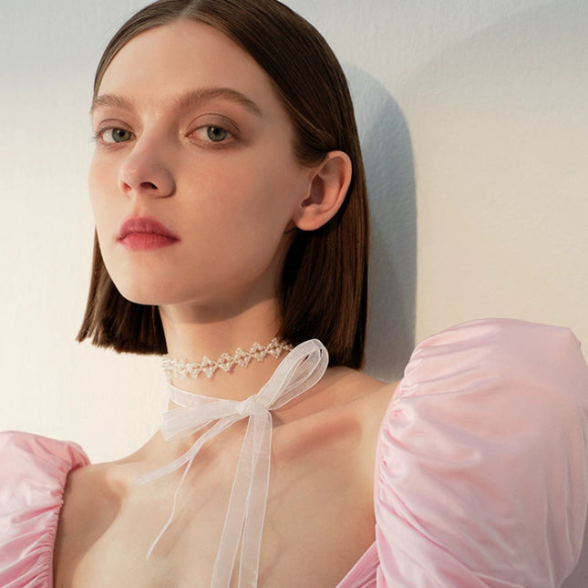 Lace Petal Ribbon Choker