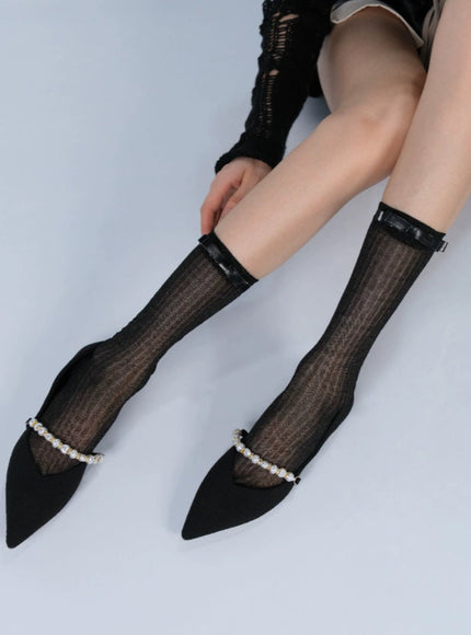 Lusterglow Sheer Crew Socks