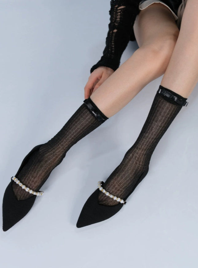 Lusterglow Sheer Crew Socks