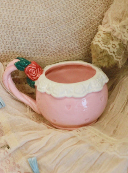 Vintage Rose Lace Heart Mug