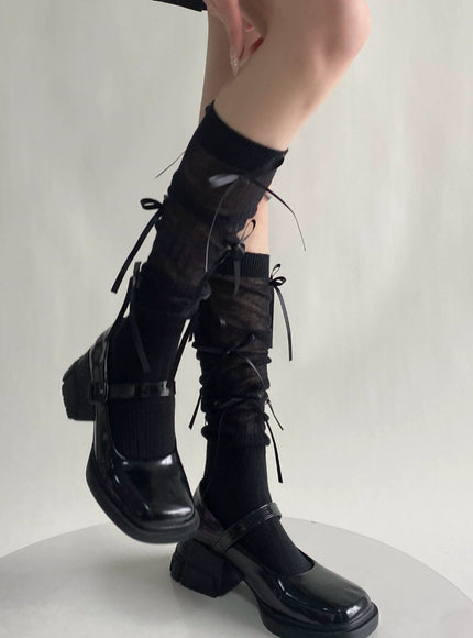Ribbon Lace-up Ballet Tie Knee-high Socks