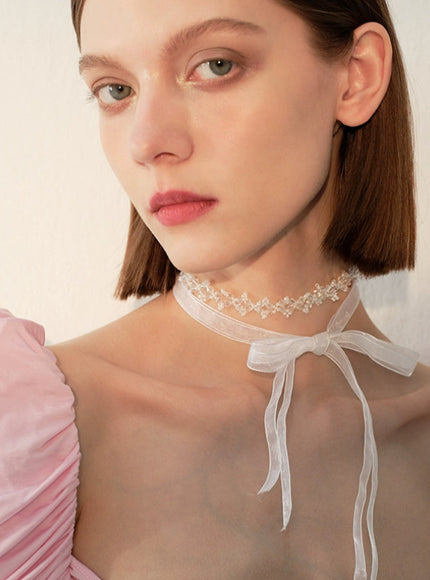 Lace Petal Ribbon Choker
