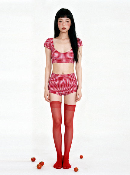 Angel Red Check Bikini Set