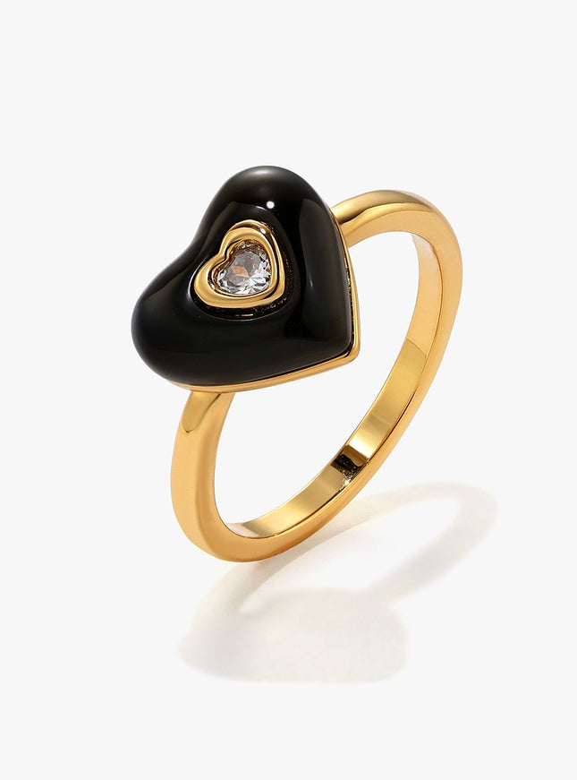 Double Heart Enamel Ring